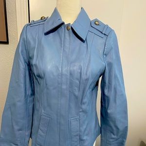 Blue leather perfect conditions jacket 🧥